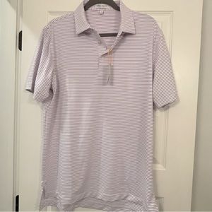 Peter Millar Buoy Performance Jersey Polo, men’s XL in white/cottage blue, NWT